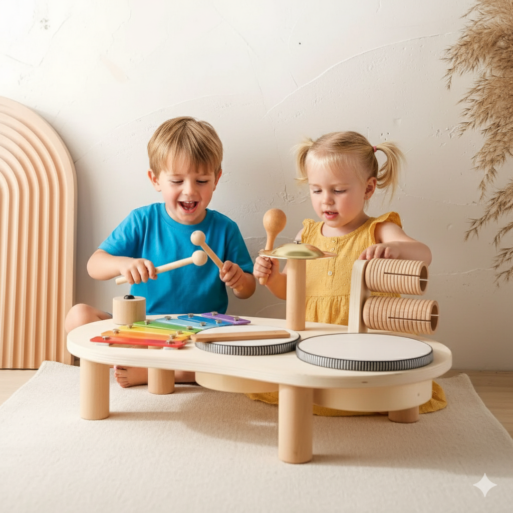 Montessori Wooden Drum Set