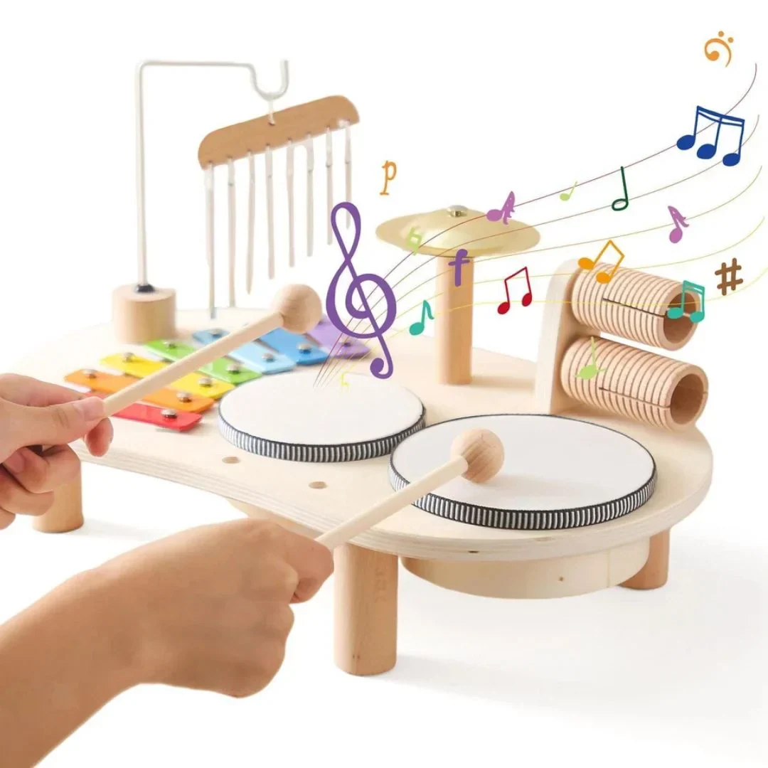 Montessori Wooden Drum Set