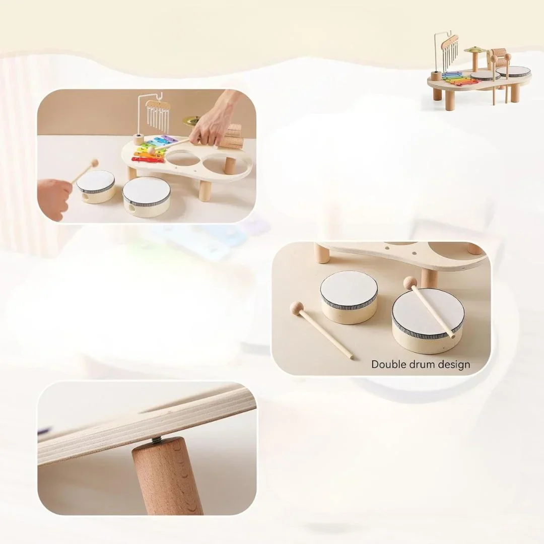 Montessori Wooden Drum Set