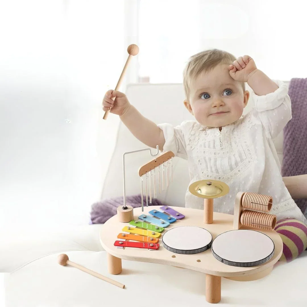 Montessori Wooden Drum Set
