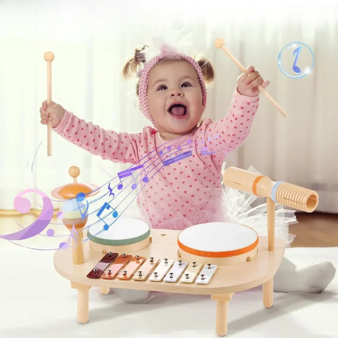 Montessori Wooden Drum Set