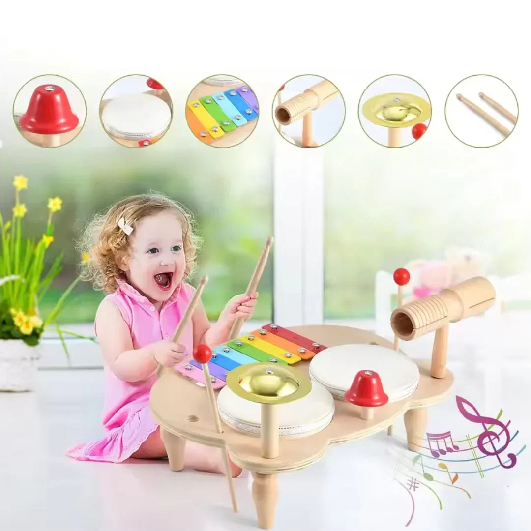 Montessori Wooden Drum Set